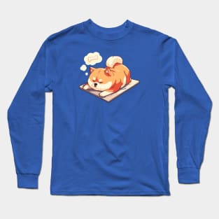 Cute shiba trying to do yoga Long Sleeve T-Shirt